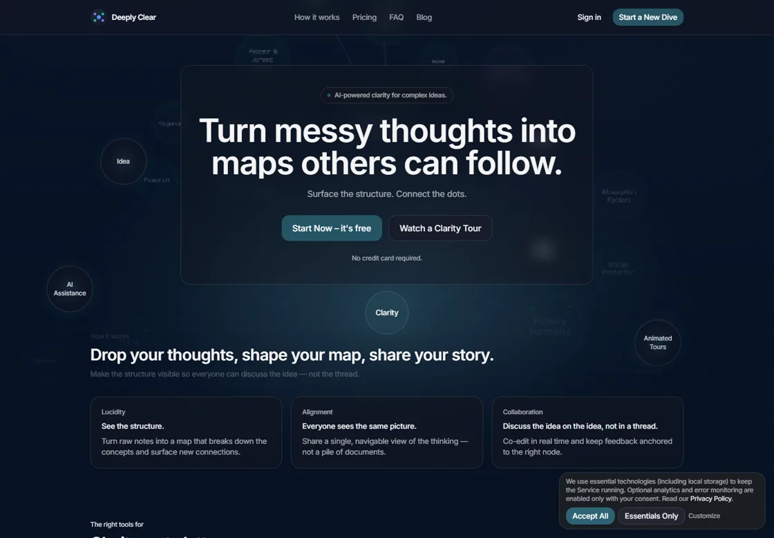 Deeply Clear product interface preview